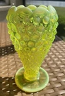 New ListingFenton Topaz Vaseline Opalescent Hobnail 6 Inch Vase. No Damage.