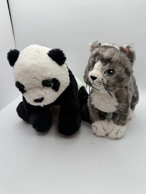 IKEA Lot Panda Bear Kramig 12'' Black White & Lilleplutt Gray Tabby Kitty Cat 9''