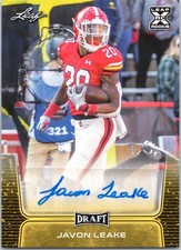 2020 Leaf Draft - Autographs Javon Leake #BA-JL2 (AU, RC) Jersey #20 SSP Gold