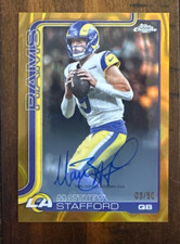2025 Topps Chrome NFL Matthew Stafford Gold Lava on card Auto 03/50