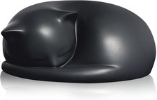 Cat Urn, Black Resin, Sleeping Kitty Pet Memorial Keepsake Funeral Urn for Cats