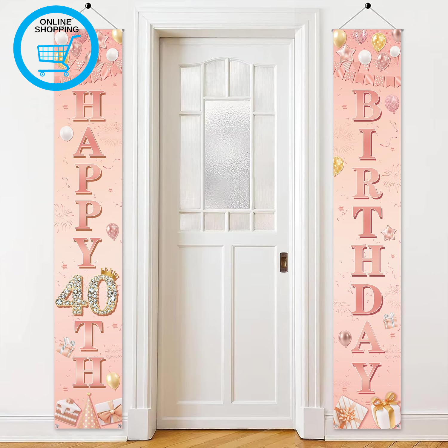 40Th Birthday Decorations Banner for Her - Happy 40Th Birthday Party Door Porch