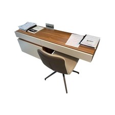 Hülsta Schreibtisch Tetrim Front Lack Seidengrau Grau Korpus Echt Natur 