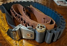 Two Cartridge Belts Custom Canvas Leather Nylon Shells 12B 12G Shooting pigeon