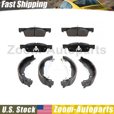 Front Rear Brake Pads Kit + Drum Brake Shoes for 2018 Renault Logan
