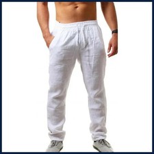 Spring/Summer New 9 Colors Men's Solid Color Cotton Linen Pants Autumn