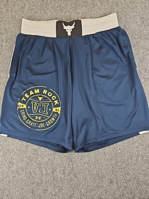 Under Armour Project Rock Team Rock Shorts Mens Medium Navy Gym Grind  MMA 1495