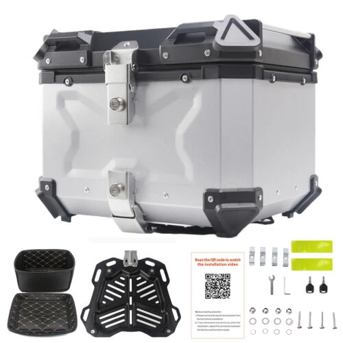 45L Motorrad Alu Top Case XB45 Aluminium 45 Liter Siber 100% NEU 410x310x330MM - Bild 2 von 4