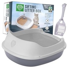 - Sifting Cat Litter Box, with 5 Pee Pads and Litter Sifting Litter Box Gray