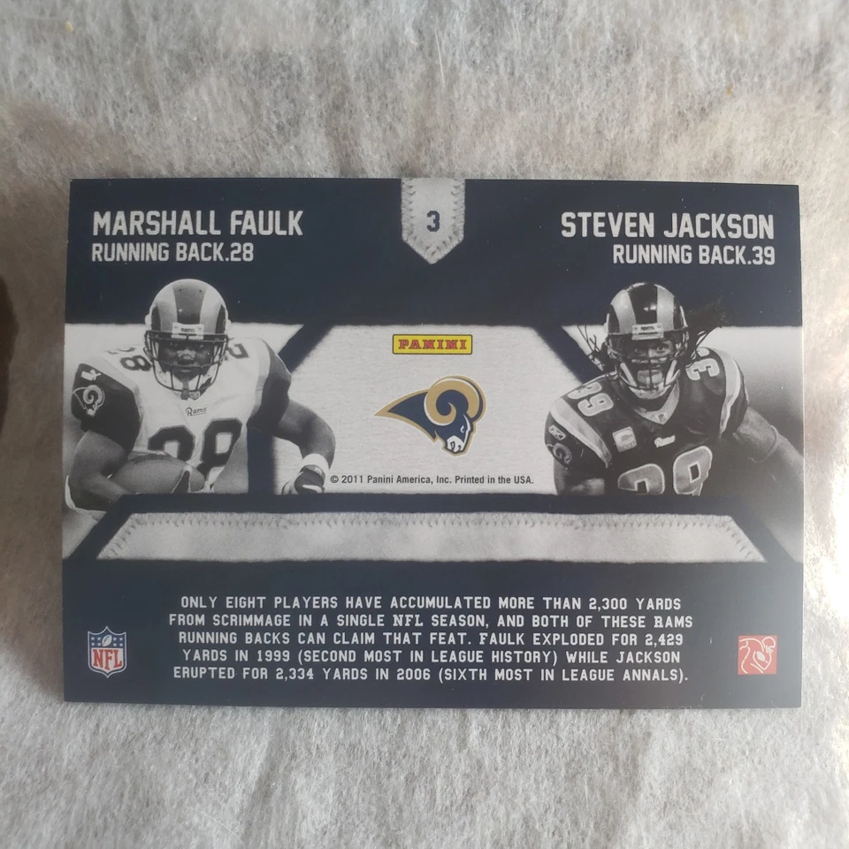 2011 Panini Threads St. Louis Rams Marshall Faulk/Steven Jackson Generations  - Image 4 of 4