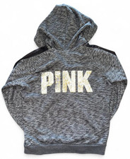 Victoria s Secret PINK Sequin Full Zip Hoodie Gray Size L