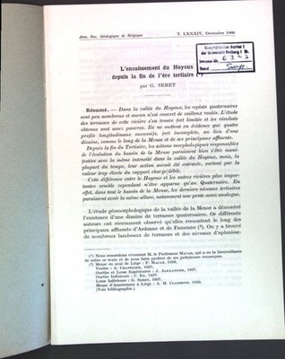 L'encaissement du Hoyoux depuis la fin de l'ère tertiaire; Seret, G.: