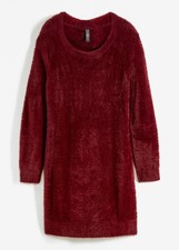 Neu Strickkleid Gr. 40/42 Burgunderrot Mini Strick-Dress Langarm Freizeit-Kleid