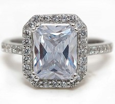 4CT Treated White Sapphire 925 Solid Genuine Sterling Silver Ring Sz 6,7,8,9 MB2