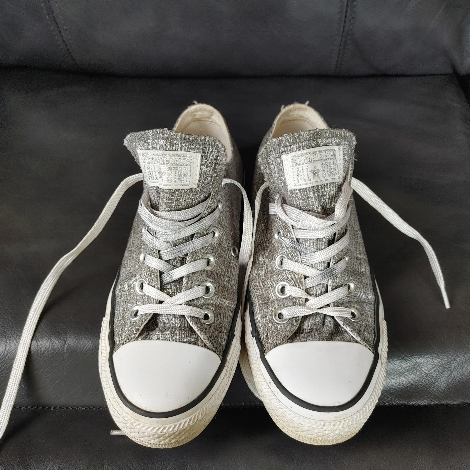 Scarpe Converse All Star donna taglia 7 argento metallizzato lucido mandrini bassi