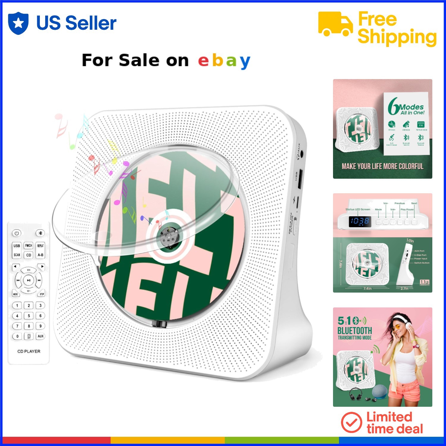With Bluetooth Fm Radio Usb Aux Remote Home Kids Stereo