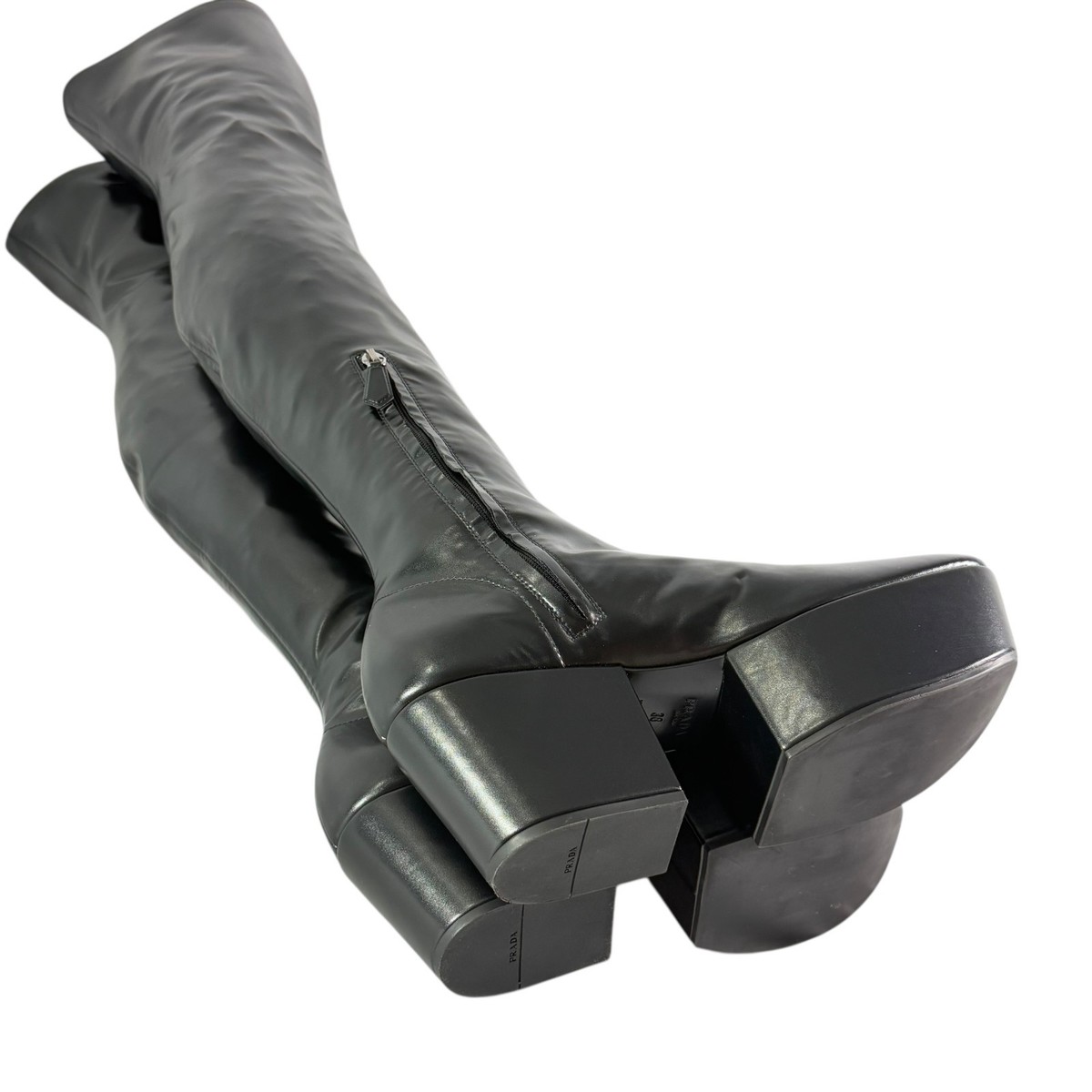 PRADA Nappa Tech Stretch Over The Knee Platform Boots 38 - 8US