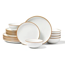 Dinnerware Set, Service for 6 (18 PCS), Round Plates and Bowls Sets, Scratch Res