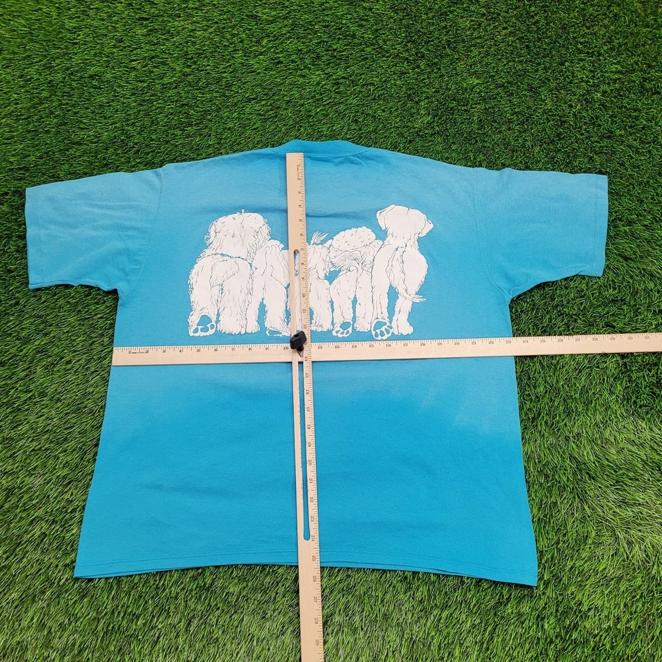 Vintage 90s Cute Adorable Dog Shirt Womens XL 23x25 Blue USA - Image 3 of 4