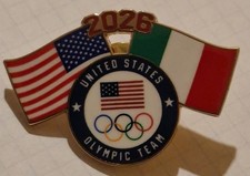 Pin Olympic NOC Milano Cortina 2026 USA  Olympic TEAM ITALIA Flags