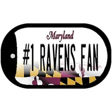 Number 1 Ravens Fan Novelty Metal Dog Tag Necklace 2" x 1"