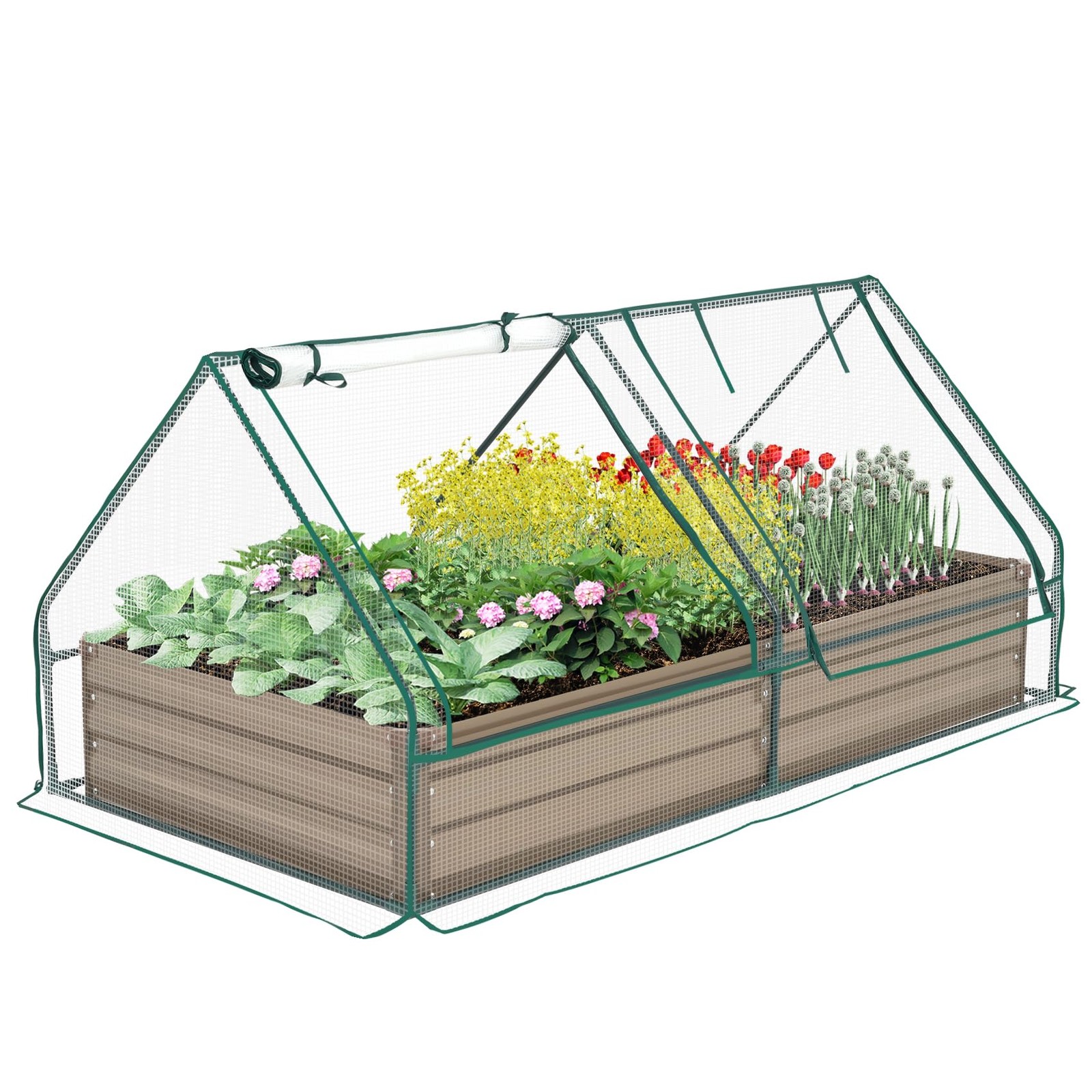 МЕТАЛЛИЧЕСКАЯ САДОВАЯ КЛУМБА SONFILY, ОЦИНКОВАННАЯ СТАЛЬ, 8X4X1 ФУТ, КОРИЧНЕВАЯ