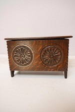 Antique Oak Trinket Box | Hand Carved Wooden Jewellery Box | Storage Chest