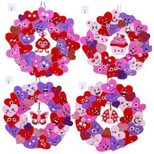 12 Sets Valentine's Day Craft Kits Heart Crafts DIY Heart Wreath Ornaments