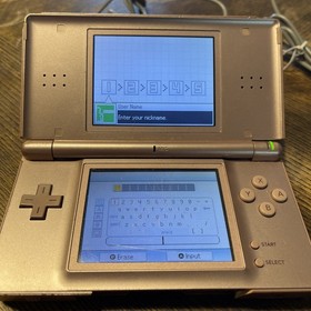 Lot Of 2 Pink Metallic Nintendo DS Lite Consoles Tested Working With Chargers
