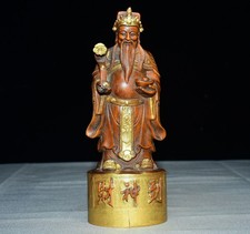Exquisite Painted Small Leaf Boxwood God of Wealth Ornament