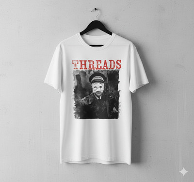 Threads UK Punk Band Vintage Graphic White T-Shirt Album Art Tee - T548
