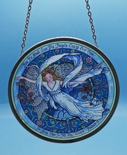 Vintage 1993 Stained Glass Suncatcher "Guardian Angel"; Glassmasters; 6.5"