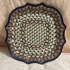 Unikat 42 Poland Scalloped Square Tray Plate 10" Anna Pasieriewicz Signed Mint