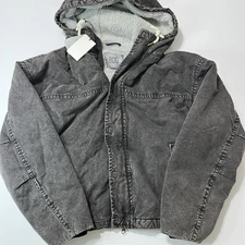 BDG Men’s Black Acid Washed Sherpa Lined Jacket Size Medium. 