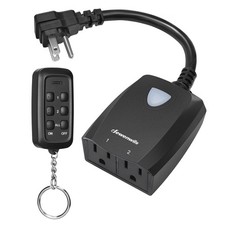 DEWENWILS 2 Independent Control Sockets, Outdoor Wireless Remote Black