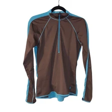 Irideon Women's 1/4 Zip Long Sleeved Top Size S Brown Stretch Base Layer Western