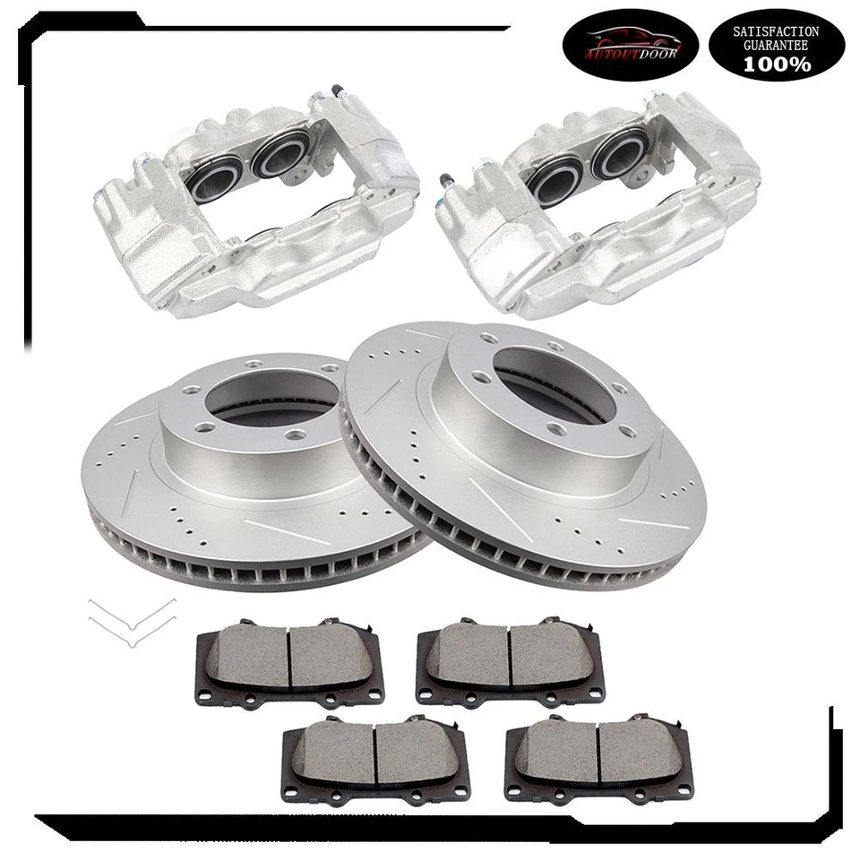 Rotores de disco delanteros pastillas de cerámica y pinzas de freno para Toyota Tacoma 2005-2021 Foto 4 de 4