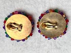 Vintage large ROCKABILLY colorful bicone beaded wired cluster earrings RUNWAY — photo 5