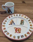 Tiffany & Co. 1994 Vintage Alphabet Bears Child's Divided Plate and 6 oz Cup