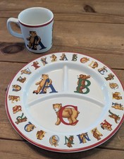 Tiffany  Co. 1994 Vintage Alphabet Bears Child's Divided Plate and 6 oz Cup