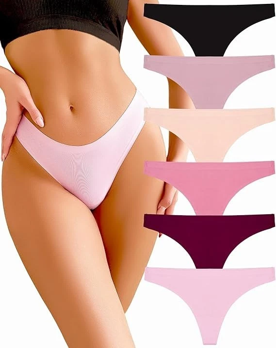 6Pc Hipster Thongs Women Seamless Breathable Underwear NoShow Floral Print Panty - Image 2 of 4