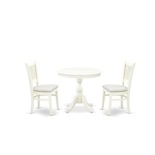AMVA3-LWH-C - Juego de comedor de 3 piezas - 2 sillas de comedor y comedor redondo...