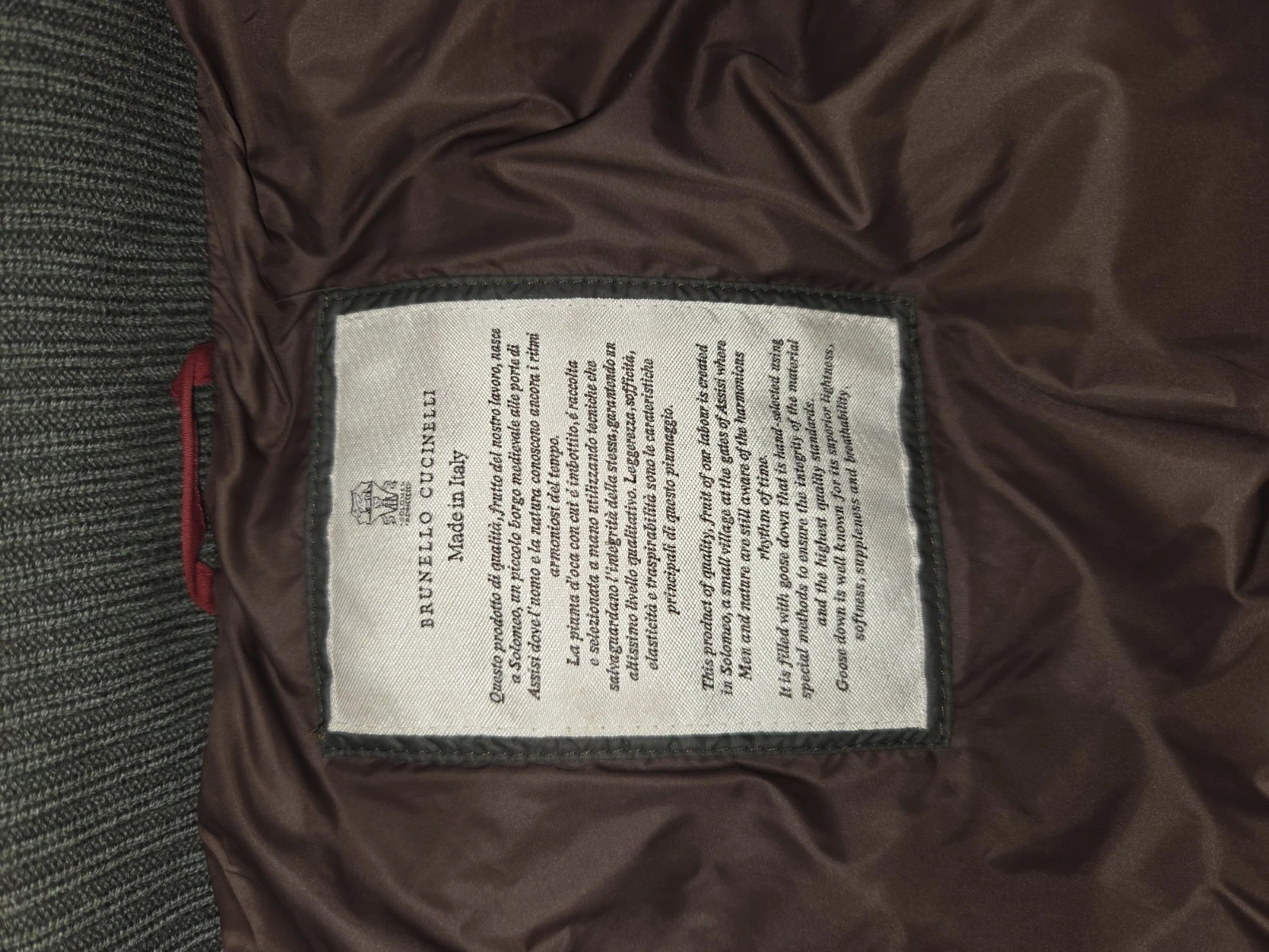 Brunello Cucinelli Men's Olive Green Hooded Quilted Goose Down Puffer Jacket image 4