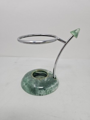 Green Onyx Marble Tealight Oil Burner Aromatherapy Stand Chrome Ring Holder