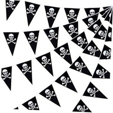 60 Pcs Pirate Banner Birthday Party Skull Triangle Pennant