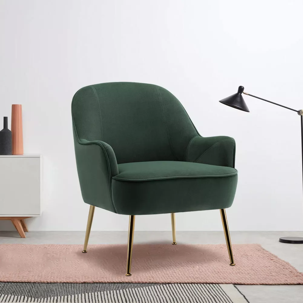 Nordic Single Leisure Lounge Sofa Accent Armchair with Gold Legs for Living Room