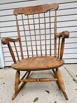 Vintage, #20 Antique Nichols & Stone Wooden Windsor Rocking Chair