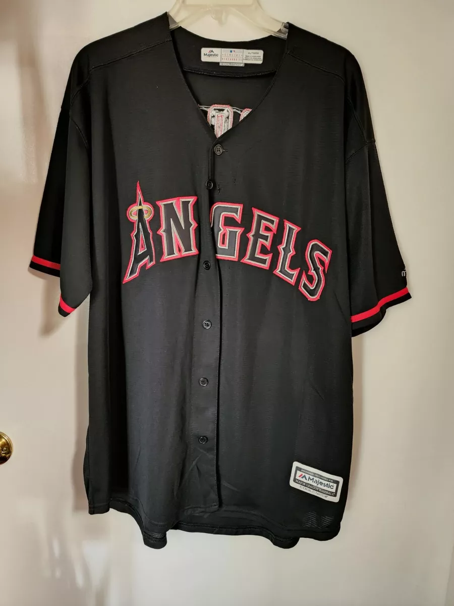 MIKE TROUT Los Angeles ANGELS Baseball MAJESTIC Sewn Men XLarge Jersey MLB  Black