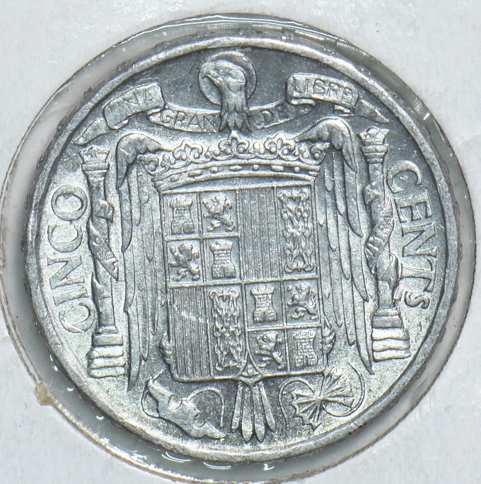 Espanha 1945 5 centavos cavalo animal BU 299112 combinar frete - Imagem 3 de 3