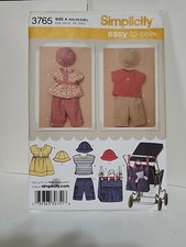 UNCUT Simplicity 3765 Pattern, Baby Dress, Top, Pants, Hat, Stroller Bag XXS-L,